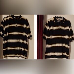 Bundle Of Two Vintage Lowrider Charlie Brown Striped Collared Shirt